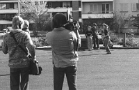 Landschaft des Schülers Oktober 1976  Filmaufnahmen des Schweizer Fernsehens zu "Landschaft des Schülers" von Ernst Eggimann Schulhaus Widmer, Langnau.