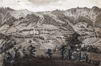 Langnau am Albis  Langnau a.d.Sil im Zürichgau Aquarell von 1727, unbekannter Maler