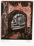 Mühlebogen Langnau  Linolschnitt von Walter Kost, um 1950