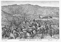 Langnau  Langnau am Albis Lithografie von Paul Wyss, nach einer Vorlage von 1910