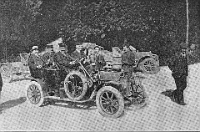 1909 Automobil-Zuverlässigkeitsfahrt auf der Bergstrasse Adliswil-Albis  Der siegreiche Opel-Wagen des Herrn Lehmann