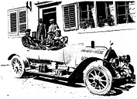 1911  Automobil-Zuverlässigkeitsfahrt auf der Bergstrasse Adliswil-Albis.  Ingenieur Gerr Rieti, vor dem Hotel Hirschen