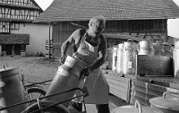 1994; Molkerei Langnau am Albis  Walter Weber auf seiner letzten Milchsammeltour.