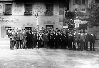 Langnau  1903 /  Männerchor Frohsinn Langnau beim Bahnhof Selnau nach dem Sängerfest in Klein-Hüningen