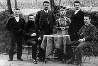 Langnau  1903 / Lehrer Langnau J. Bader, P. Gimpert,  P. Aliesch, Frau Surber, Th. Burri, L. Ammann